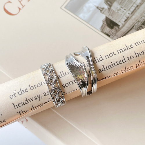 重ね付けリング2本セット シルバー デイリー使いに◎ フリーサイズ