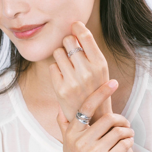 重ね付けリング2本セット シルバー デイリー使いに◎ フリーサイズ