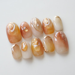 ニュアンスネイル オレンジ ちゅるん ネイルチップ ハンドメイド ジューシーオレンジのニュアンスネイル◇ネイルチップ【casual-No.65