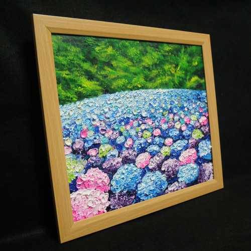 油絵 油彩 油彩画 絵 絵画【紫陽花の池】 絵画 HR 通販