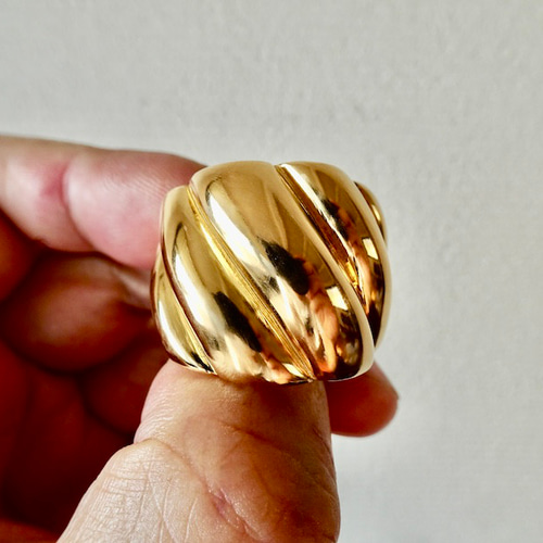 仁尾彫金『ゴールド、ビッグしめ縄リング』ハンドメイド292 指輪 