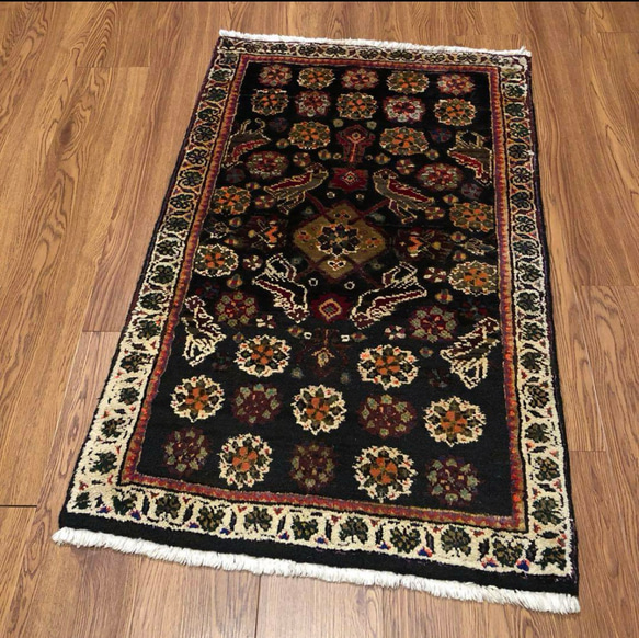 トライバルラグ　ペルシャ　絨毯 NEW】ペルシャ絨毯 ヤラメ(55x60cm)鳥