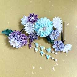 ムラ染絹のつまみ細工髪飾り 七五三 成人式 卒業式 袴 かんざし kaya