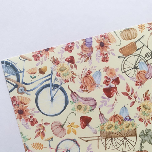 オリジナル デザインペーパー 秋の自転車 A4 10枚 包装紙・ラッピング  