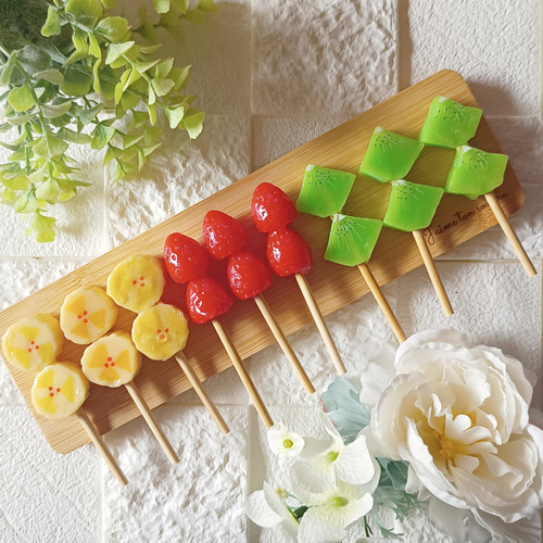 台座付き☆フルーツ飴 セット いちご飴 バナナ飴 キュウイ飴 食品