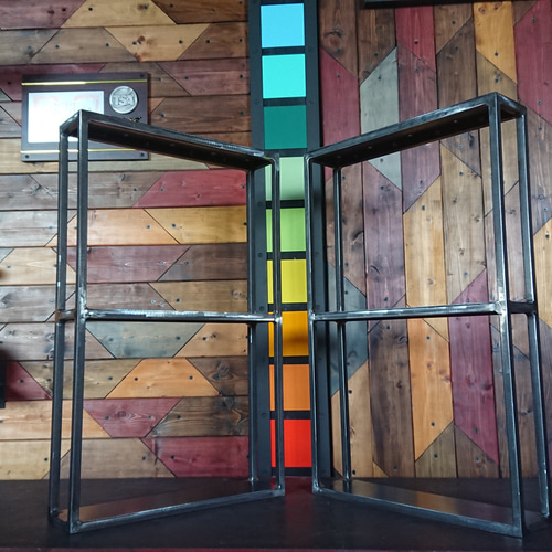 無塗装でアイアンな角鉄鉄脚♪ 100×400×650mm 日型 2脚ver. ダイニング  