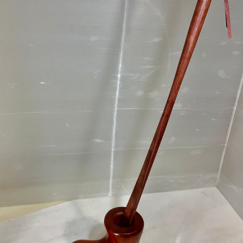 天然木 パープルハート長い靴べら／メンガリスブーツ型スタンド 一点物