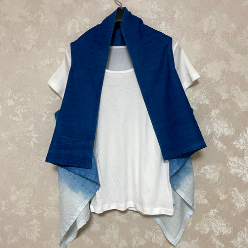 103藍染めジレとミニストール 絽紗 商品詳細