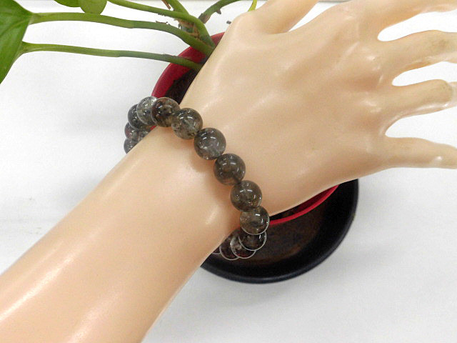 天然石 ファントムクォーツ10.4mm～10.7mm玉 ブレスレット 内周19.0cm　　 240101512