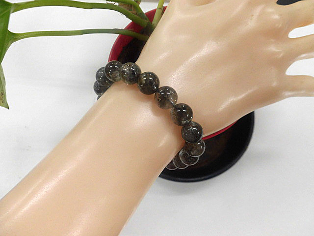 天然石 ファントムクォーツ10.0mm～10.3mm玉 ブレスレット 内周16.6cm 　　240101513