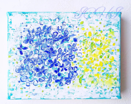 油絵 油絵【青い紫陽花】 油絵 絵画【青い紫陽花】 絵画 HR 通販 15709475｜Creema
