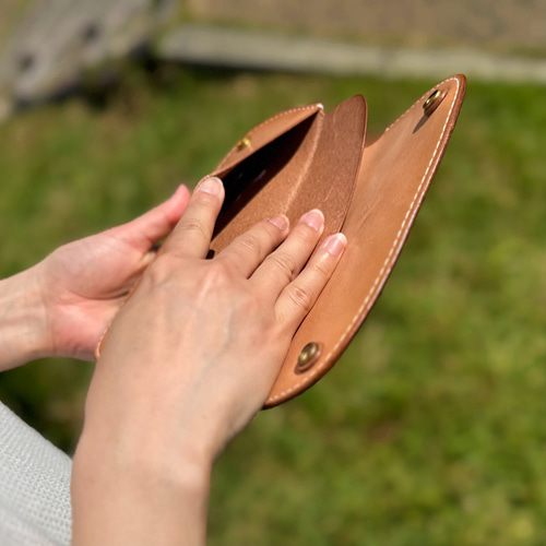 ハンドメイド ヌメ革 ロングトラッカーウォレット ロングウォレット ヌメ革長財布 本革トラッカーウォレット 曲線