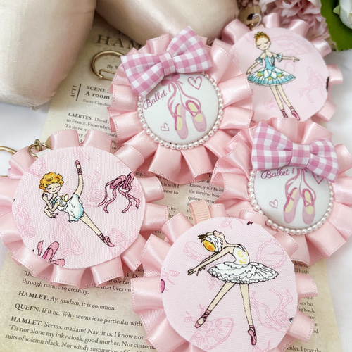 トゥシューズ】ギンガムチェックのリボン付きトゥシューズロゼット