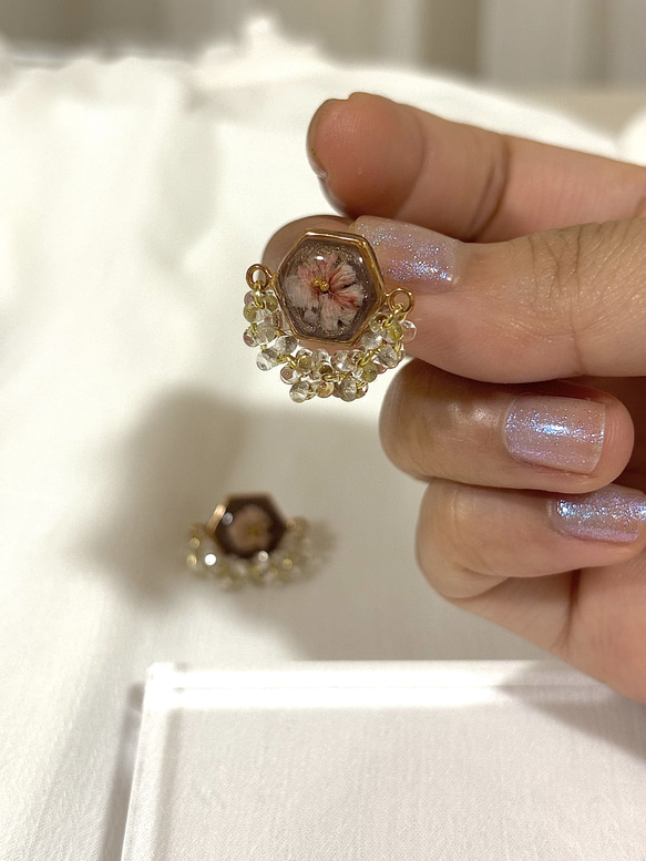 煌めくガラスビーズ ステンレス pierce/earring 1枚目の画像