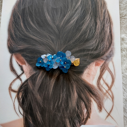 ベビーヘアクリップハンドメイドヘアピンヘアゴム紫陽花