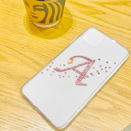 名入れ】イニシャル 誕生石 全機種 スマホケース 高級 スワロフスキー 