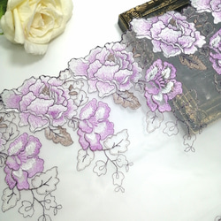 高品質❣ 1m 大きい花柄 刺繍 チュールレース ハンドメイド 生地 手芸
