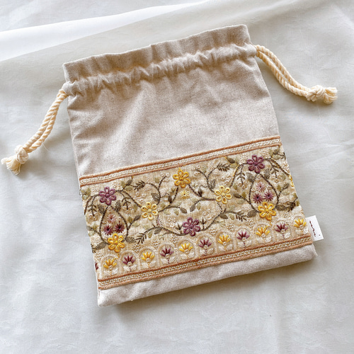 インド刺繍リボン】巾着 ポーチ 巾着袋 うり 通販 17875588
