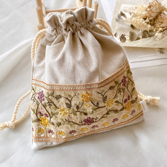 インド刺繍リボン】巾着 ポーチ 巾着袋 うり 通販 17875588