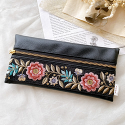 インド刺繍リボン】ハンドメイド ペンケース ポーチ ペンケース うり