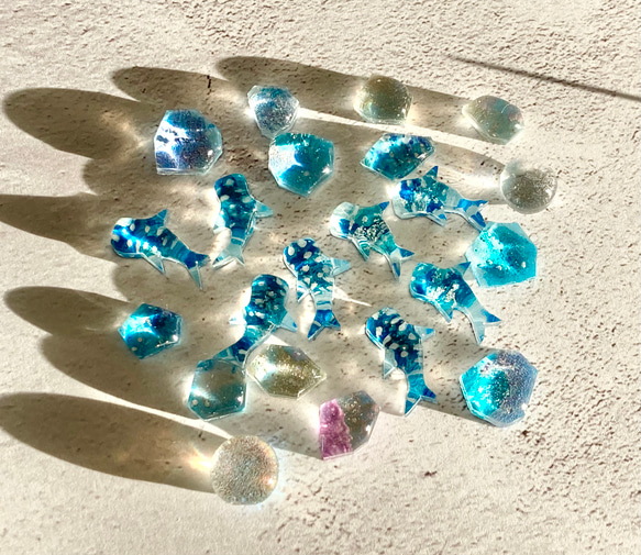 【4点セット】ジンベイザメと海の雫　ピアスセット　ジンベエザメ 鮫　【受注制作】 9枚目の画像