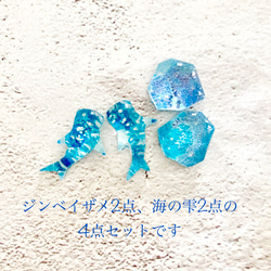 【4点セット】ジンベイザメと海の雫　ピアスセット　ジンベエザメ 鮫　【受注制作】 2枚目の画像