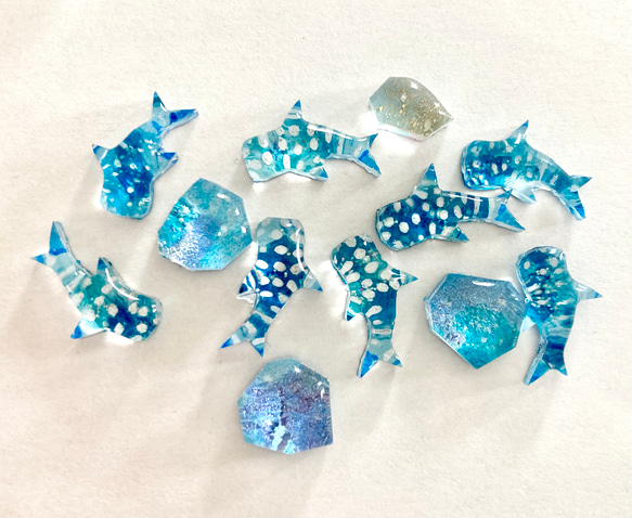 【4点セット】ジンベイザメと海の雫　ピアスセット　ジンベエザメ 鮫　【受注制作】 6枚目の画像