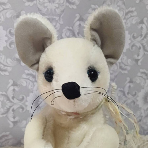 いたずらねずみ（白） 約21cm／ テディベアタイプのネズミさんの