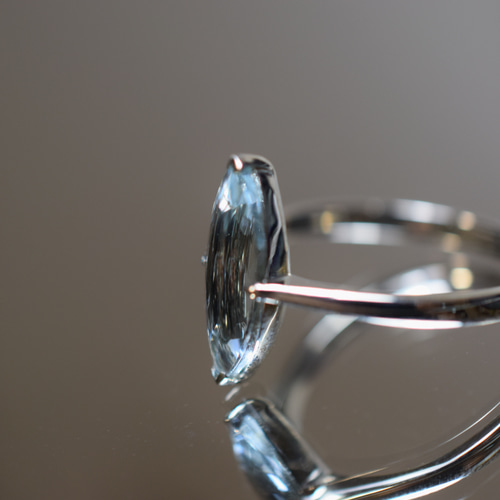 X24-07 一点物 アクアマリン2.32ct 18.0号 K10金 宝石質 天然 マーキス