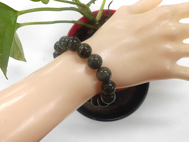 天然石 ガーデンクォーツ12.2mm～12.7mm玉 ブレスレット 内周18.1cm 　　240101519