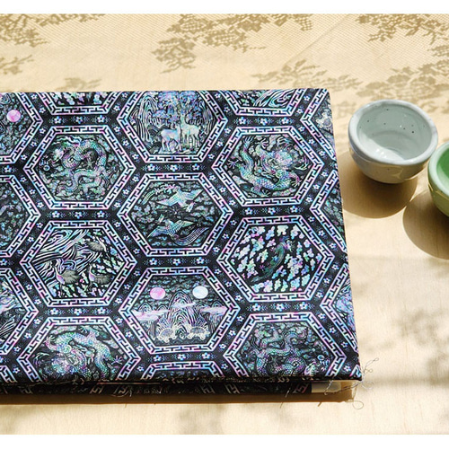 韓国伝統パターン 六角形 螺鈿漆器 コットン 45㎝単位カット Hexagon