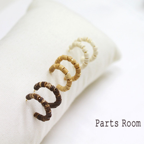 2個入】ウッド巻きフープピアス 【ブラウン】【キャッチなし】-mt-4390