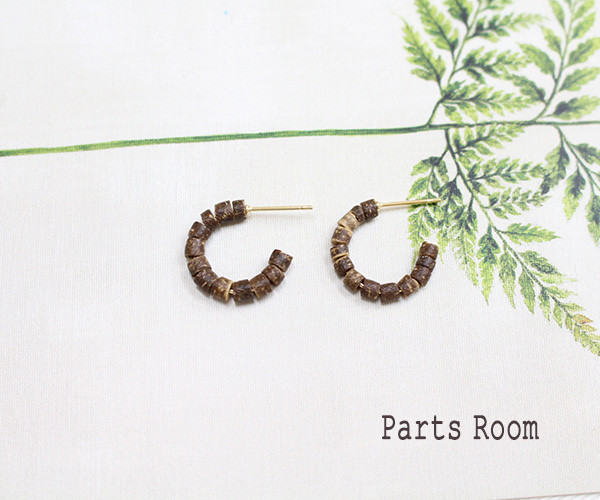 2個入】ウッド巻きフープピアス 【ブラウン】【キャッチなし】-mt-4390