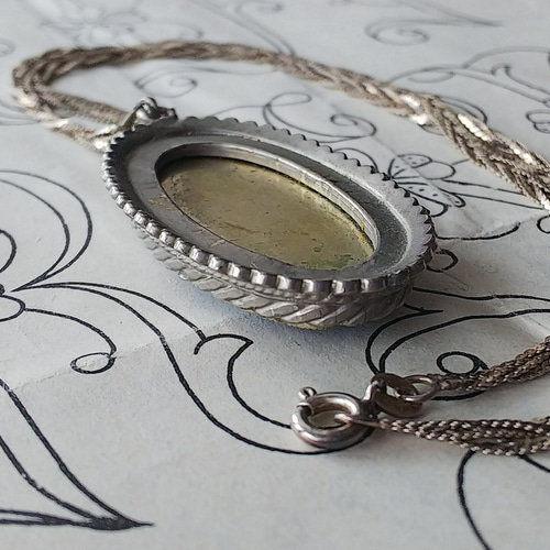 ヴィンテージ モルフォ蝶・ヤシの木（約49×28㎜）アンティークSilver