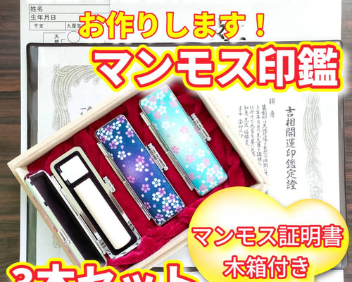 オーダー印鑑❤️姓名判断鑑定書付❗マンモス印鑑3本セットB❗12・15  