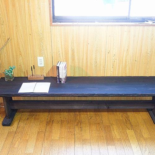 ●コヤ木工国産天然木使用こだわり製作オリジナル！ベンチ・文机 コヤ木工こだわり製作！創りたて！特大のベンチ○大きい文机