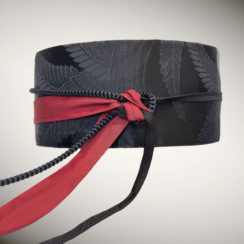 サッシュベルト 赤リボン 帯ベルト 帯リメイク 着物リメイク 太ベルト