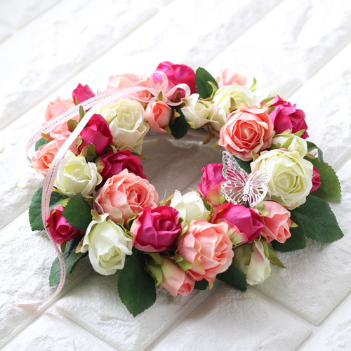 バラのリース アーティフィシャルフラワー 壁掛け インテリア 永遠の