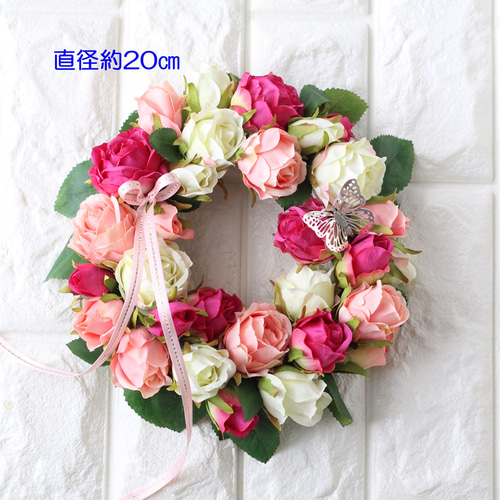 バラのリース アーティフィシャルフラワー 壁掛け インテリア 永遠の