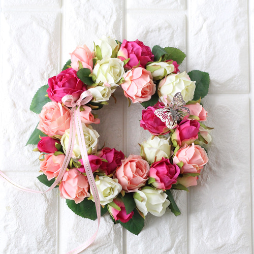 バラのリース アーティフィシャルフラワー 壁掛け インテリア 永遠の