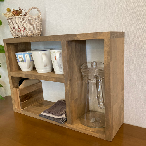 カフェ風 2段カップラック w50d14h36ボトル収納 キッチン収納