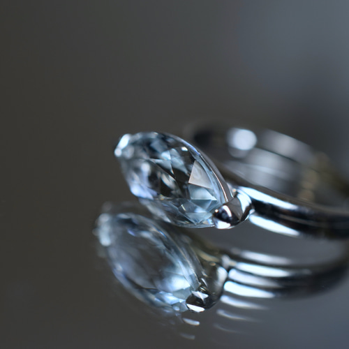 【極美品】✨4℃　リング　8-8.5号　アクアマリンK10 SV　ヨンドシー指輪 X24-08 一点物 2.24ct 14.5号 K10金 宝石質 天然 マーキスカット