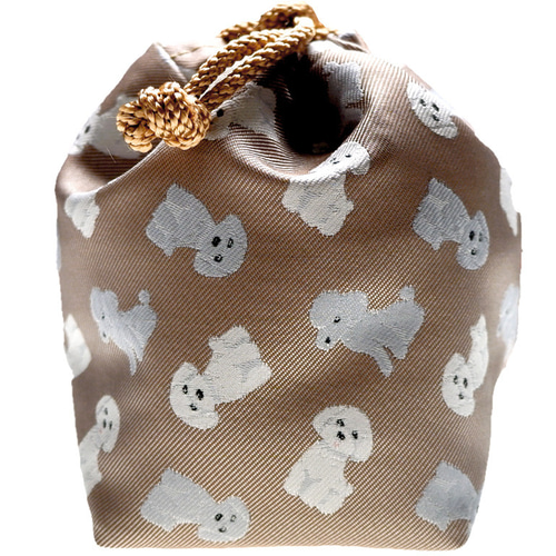 Iruyo】あめちゃん巾着ポーチ トイプードル(成犬)柄 ポーチ 富士桜工房