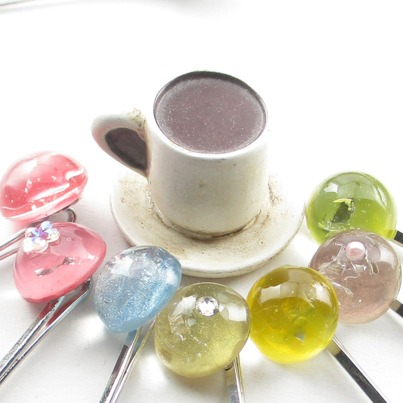 君がクォーツの瞳で見つめて想うのは、サンタフェのピンクがまた恋しい♪<1点ものヘアピン>HP179 4枚目の画像