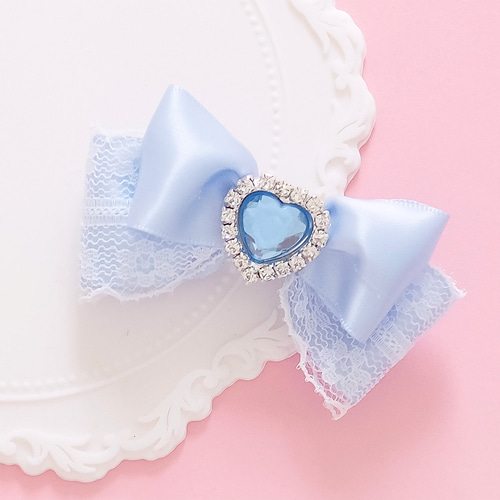 12色 量産型 推し色 地雷 ヘアクリップ ハートビジュー ヘアリボン