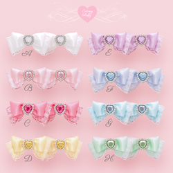 12色 量産型 推し色 地雷 ヘアクリップ ハートビジュー ヘアリボン