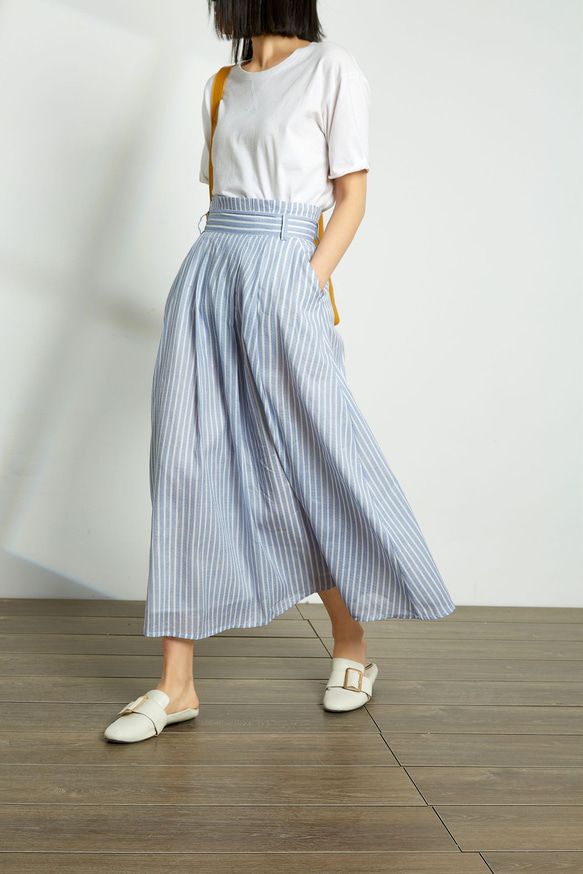 ストライプ フレアスカート ドビーストライプフレアスカート
