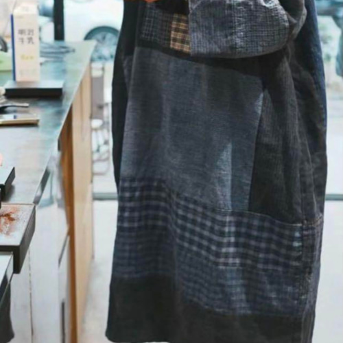 アンティーク調 古布パッチワーク ロングワンピース ハンドメイド 九分