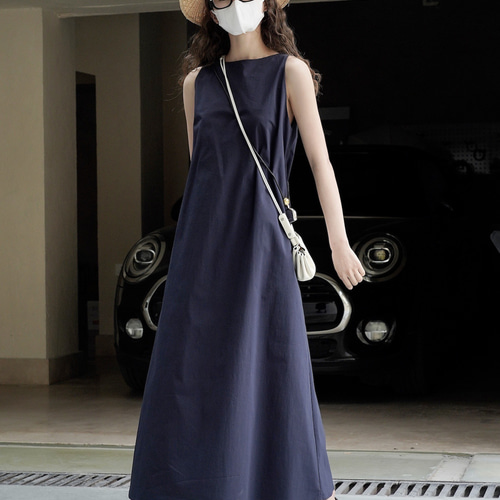 シンプル カジュアル 通勤 純色 無地 涼しい ノースリーブ