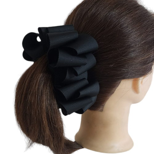 13cmバナナクリップ】大きめバナナクリップ ビッグリボン ブラック